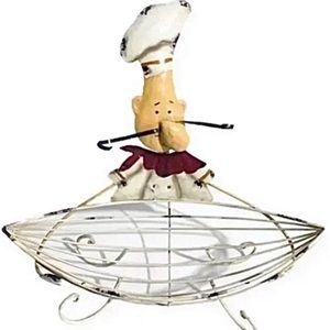 Italian Chef Kitchen Metal Basket 18x16”.  Perfect Whimsical Cook With R…